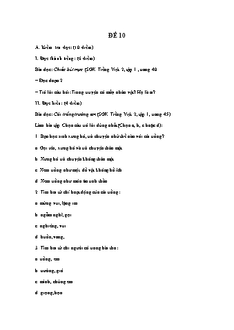 Đề thi tiếng việt giữa kì 1 môn Tiếng Việt Lớp 2 - Đề 10