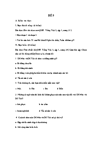 Đề thi tiếng việt giữa kì 1 môn Tiếng Việt Lớp 2 - Đề 9