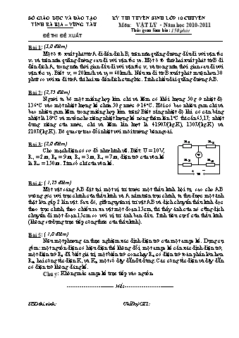 Đề thi tuyển sinh vào Lớp 10 môn Vật lí - Năm học 2010-2011 (Có hướng dẫn chấm)