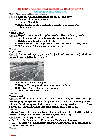 Hệ thống câu hỏi trắc nghiệm và tự luận Khoa học tự nhiên Lớp 6 Sách Chân trời sáng tạo (Có đáp án)
