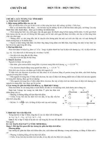 Kỹ thuật giải nhanh bài tập Vật lý 11 - Chương 1: Điện tích-điện trường