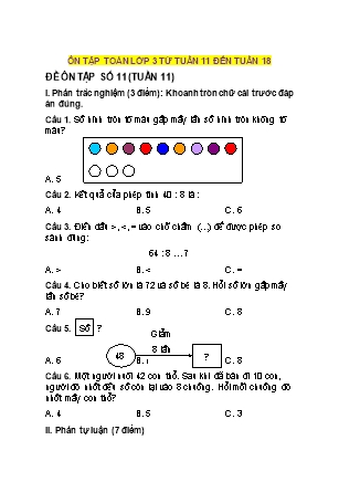 Ôn tập Toán Lớp 3 - Tuần 11 đến tuần 18