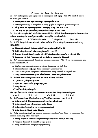 Ôn thi THPT Quốc gia Lịch sử 12 - Vấn đề 08: Đảng lãnh đạo của vận động giải phóng dân tộc (1930-1945) - Mức độ 3: Vận dụng-Vận dụng cao (Có lời giải chi tiết)