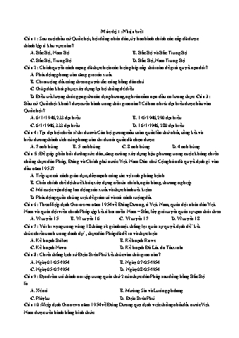 Ôn thi THPT Quốc gia Lịch sử 12 - Vấn đề 09: Bảo vệ thành quả cách mạng tháng Tám (1945) và cuộc kháng chiến chống Pháp xâm lược (1945-1954) - Mức độ 1: Nhận biết - Đề số 2 (Có lời giải chi tiết)