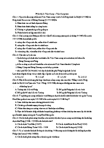 Ôn thi THPT Quốc gia Lịch sử 12 - Vấn đề 09: Bảo vệ thành quả cách mạng tháng Tám (1945) và cuộc kháng chiến chống Pháp xâm lược (1945-1954) - Mức độ 3: Vận dụng-Vận dụng cao (Có lời giải chi tiết)