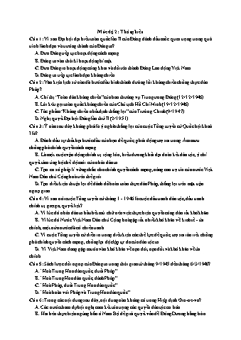 Ôn thi THPT Quốc gia Lịch sử 12 - Vấn đề 09: Bảo vệ thành quả cách mạng tháng Tám (1945) và cuộc kháng chiến chống Pháp xâm lược (1945-1954) - Mức độ 2: Thông hiểu - Đề số 2 (Có lời giải chi tiết)