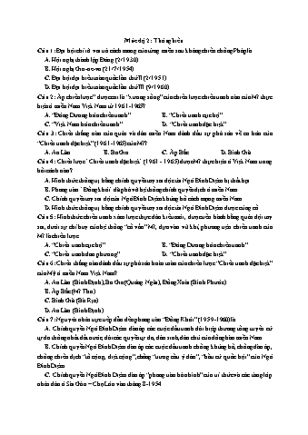 Ôn thi THPT Quốc gia Lịch sử 12 - Vấn đề 10: Cuộc kháng chiến chống Mĩ xâm lược (1954-1975) - Mức độ 2: Thông hiểu (Có lời giải chi tiết)