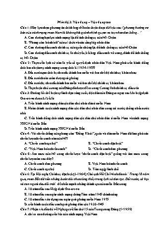 Ôn thi THPT Quốc gia Lịch sử 12 - Vấn đề 10: Cuộc kháng chiến chống Mĩ xâm lược (1954-1975) - Mức độ 3: Vận dụng-Vận dụng cao (Có lời giải chi tiết)