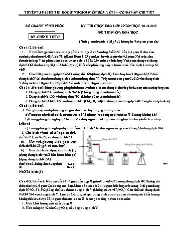 Tuyển tập 50 đề thi học sinh giỏi Hóa học Lớp 9 (Có đáp án chi tiết)