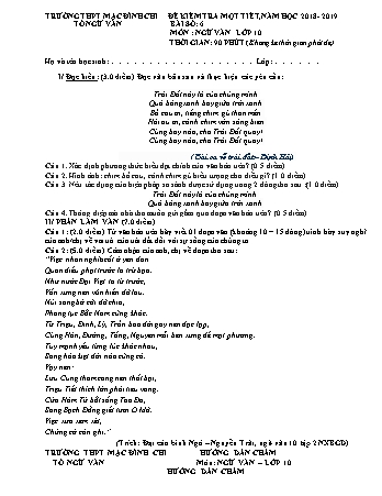 2 Đề kiểm tra 1 tiết môn Ngữ văn 10 - Bài số 5 - Năm học 2018-2019 - Trường THPT Mạc Đĩnh Chi (Có đáp án)