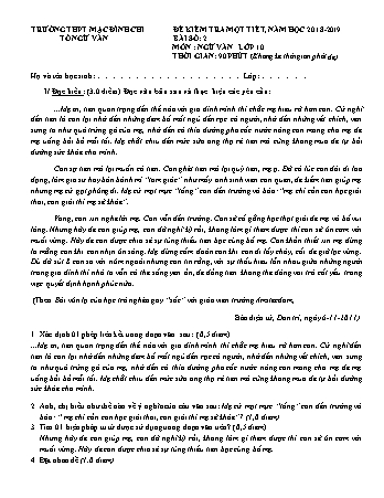 2 Đề kiểm tra 1 tiết môn Ngữ văn 10 - Năm học 2018-2019 - Trường THPT Mạc Đĩnh Chi (Có đáp án)
