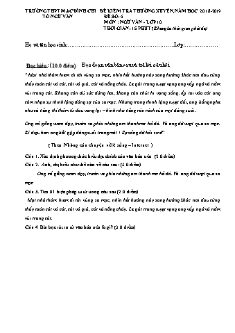 2 Đề kiểm tra 15 phút môn Ngữ văn 10 - Đề số 6 - Năm học 2018-2019 - Trường THPT Mạc Đĩnh Chi (Có đáp án)