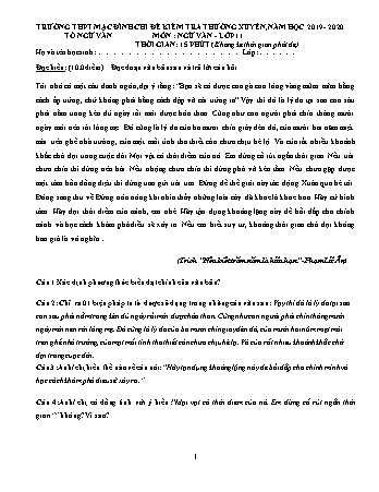 2 Đề kiểm tra 15 phút Ngữ văn 11 - Năm học 2019-2020 - Trường THPT Mạc Đĩnh Chi (Có đáp án)