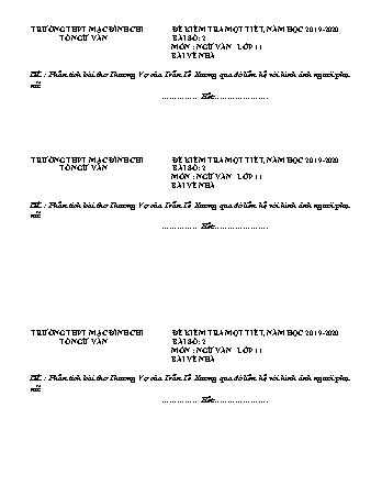 2 Đề kiểm tra Ngữ văn Lớp 11 - Bài số 2 - Năm học 2019-2020 - Trường THPT Mạc Đĩnh Chi (Có đáp án)