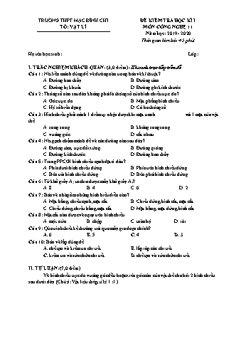 2 Đề thi học kì 1 Công nghệ Lớp 11 - Năm học 2019-2020 - Trường THPT Mạc Đĩnh Chi (Có đáp án)