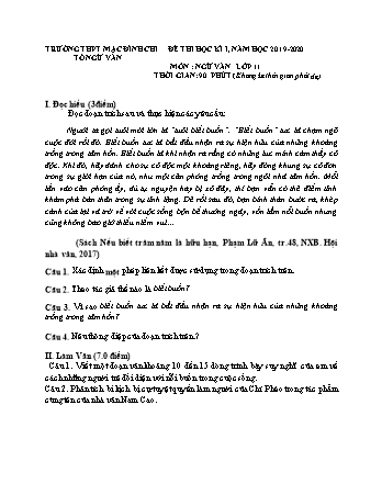 2 Đề thi học kì 1 môn Ngữ văn 11 - Năm học 2019-2020 - Trường THPT Mạc Đĩnh Chi (Có đáp án)