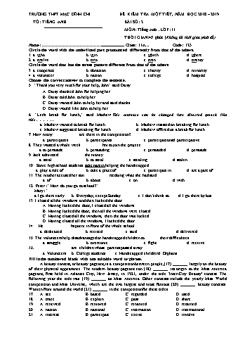 4 Đề kiểm tra học kì 2 môn Tiếng Anh 11 - Bài số 2 - Năm học 2018-2019 - Trường THPT Mạc Đĩnh Chi (Có đáp án)