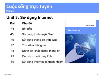 Bài giảng Cuộc sống trực tuyến (IC3) - Chương 8: Sử dụng Internet - Trường Tiểu học Hương Long