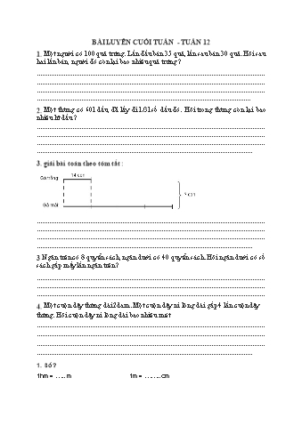 Bài tập ôn tập Toán + Tiếng Việt - Tuần 12+13