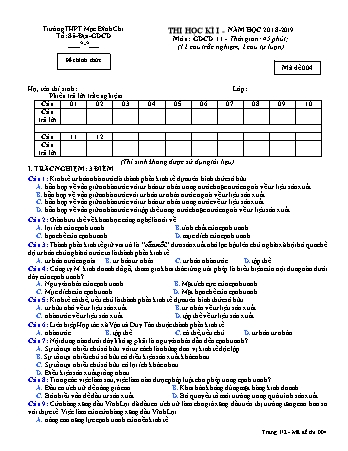 Đề kiểm tra 1 tiết Giáo dục công dân Lớp 11 - Đề 4 - Năm học 2018-2019 - Trường THPT Mạc Đĩnh Chi (Có đáp án + Ma trận)
