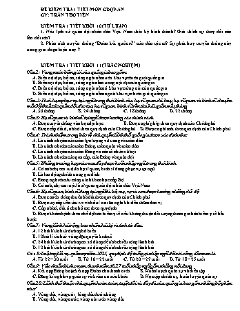 Đề kiểm tra 1 tiết Giáo dục Quốc Phòng - An Ninh Lớp 10+11 - Năm học 2019-2020 - Trường THPT Mạc Đĩnh Chi