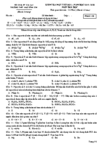 Đề kiểm tra 1 tiết Hóa học 10 - Đề 125 - Năm học 2019-2020 - Trường THPT Mạc Đĩnh Chi (Có đáp án)
