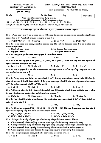 Đề kiểm tra 1 tiết Hóa học 10 - Đề 127 - Năm học 2019-2020 - Trường THPT Mạc Đĩnh Chi (Có đáp án)