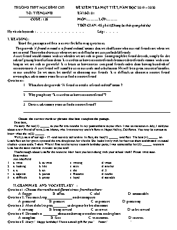 Đề kiểm tra 1 tiết môn Tiếng Anh Lớp 11 - Đề 135 - Năm học 2019-2020 - Trường THPT Mạc Đĩnh Chi (Có đáp án)