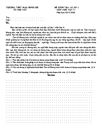 Đề kiểm tra 15 phút lần 2 Ngữ văn 11 - Năm học 2019-2020 - Trường THPT Mạc Đĩnh Chi (Có đáp án)