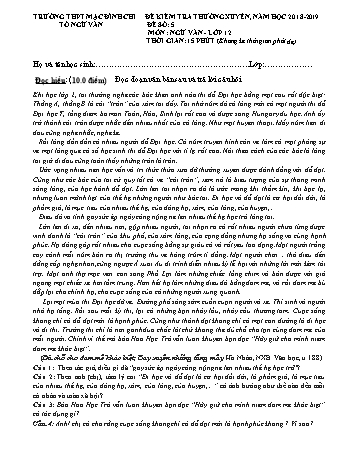 Đề kiểm tra 15 phút môn Ngữ văn 12 - Năm học 2018-2019 - Trường THPT Mạc Đĩnh Chi (Có đáp án)