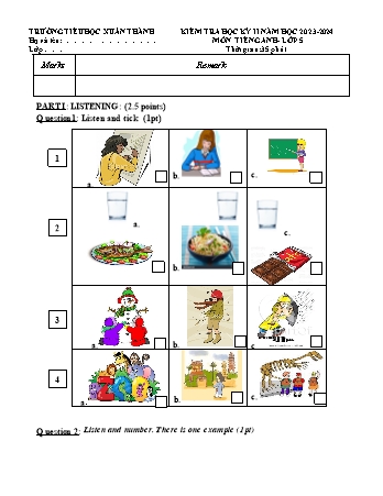 Đề kiểm tra cuối học kì 2 môn Tiếng anh 5 - Năm học 2023-2024 - Trường Tiểu học Xuân Thành (Có đáp án + Ma trận)