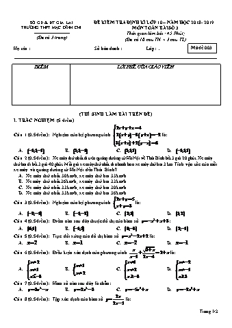 Đề kiểm tra định kì môn Toán 10 - Bài 3, Đề 3 - Năm học 2018-2019 - Trường THPT Mạc Đĩnh Chi (Có đáp án + Ma trận)