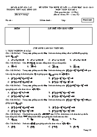 Đề kiểm tra định kì môn Toán 11 - Đề 4 - Năm học 2018-2019 - Trường THPT Mạc Đĩnh Chi (Có đáp án + Ma trận)