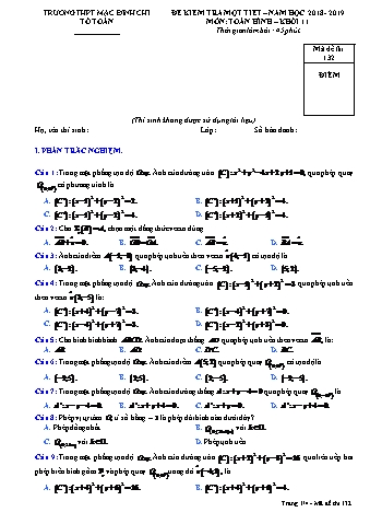 Đề kiểm tra định kì môn Toán 11 (Hình học) - Đề 132 - Năm học 2018-2019 - Trường THPT Mạc Đĩnh Chi (Có đáp án)