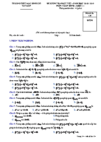 Đề kiểm tra định kì môn Toán 11 (Hình học) - Đề 134 - Năm học 2018-2019 - Trường THPT Mạc Đĩnh Chi (Có đáp án)