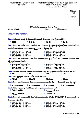 Đề kiểm tra định kì môn Toán 11 (Hình học) - Đề 209 - Năm học 2018-2019 - Trường THPT Mạc Đĩnh Chi (Có đáp án)