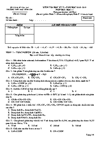 Đề kiểm tra học kì 2 Hóa học 11 - Đề 2 - Năm học 2018-2019 - Trường THPT Mạc Đĩnh Chi (Có đáp án)