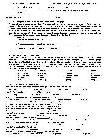 Đề kiểm tra học kì 2 môn Tiếng Anh 11 - Đề 234 - Năm học 2018-2019 - Trường THPT Mạc Đĩnh Chi (Có đáp án + Ma trận)