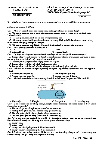 Đề kiểm tra học kì 2 Sinh học 10 - Đề 132 - Năm học 2018-2019 - Trường THPT Mạc Đĩnh Chi (Có đáp án + Ma trận)