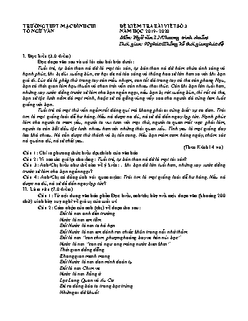 Đề kiểm tra môn Ngữ văn 12 - Bài số 3 - Năm học 2019-2020 - Trường THPT Mạc Đĩnh Chi (Có đáp án + Ma trận)