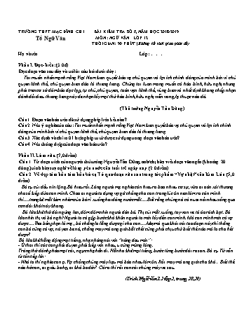 Đề kiểm tra môn Ngữ văn 12 - Bài số 5 - Năm học 2018-2019 - Trường THPT Mạc Đĩnh Chi (Có đáp án)