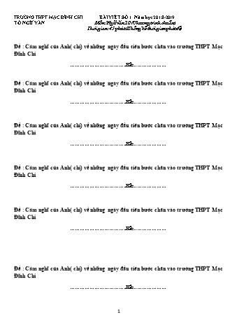 Đề kiểm tra môn Ngữ văn Lớp 10 - Bài số 1 - Năm học 2018-2019 - Trường THPT Mạc Đĩnh Chi (Có đáp án)