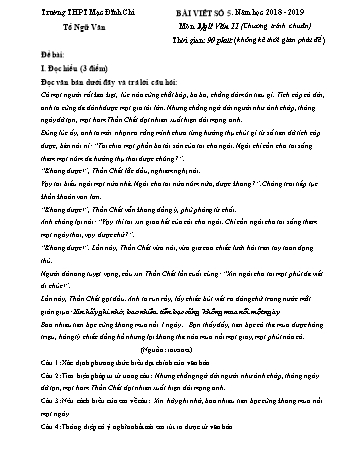 Đề kiểm tra môn Ngữ văn Lớp 11 - Bài số 5 - Năm học 2018-2019 - Trường THPT Mạc Đĩnh Chi (Có đáp án)