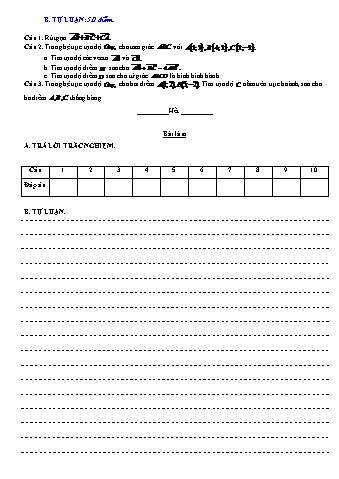 Đề ôn tập Toán Lớp 10 (Hình học) - Phần B - Năm học 2019-2020 - Trường THPT Mạc Đĩnh Chi (Có đáp án)