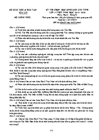 Đề thi chọn học sinh giỏi cấp tỉnh môn Địa lí 12 - Bảng B - Năm học 2019-2020 - SGD&ĐT Gia Lai (Có đáp án + Ma trận)