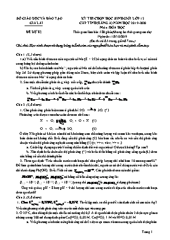 Đề thi chọn học sinh giỏi cấp tỉnh môn Hóa học 12 (Đề dự bị) - Bảng A - Năm học 2019-2020 - SGD&ĐT Gia Lai