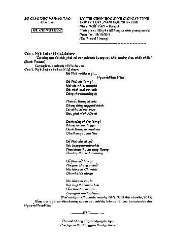 Đề thi chọn học sinh giỏi cấp tỉnh môn Ngữ văn 12 - Bảng A - Năm học 2019-2020 - SGD&ĐT Gia Lai (Có đáp án)