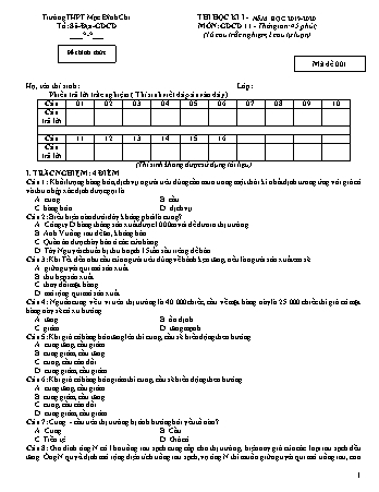Đề thi học kì 1 môn Giáo dục công dân 11 - Đề 1 - Năm học 2019-2020 - Trường THPT Mạc Đĩnh Chi (Có đáp án + Ma trận)