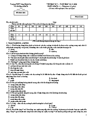 Đề thi học kì 1 môn Giáo dục công dân 11 - Đề 2 - Năm học 2019-2020 - Trường THPT Mạc Đĩnh Chi (Có đáp án + Ma trận)