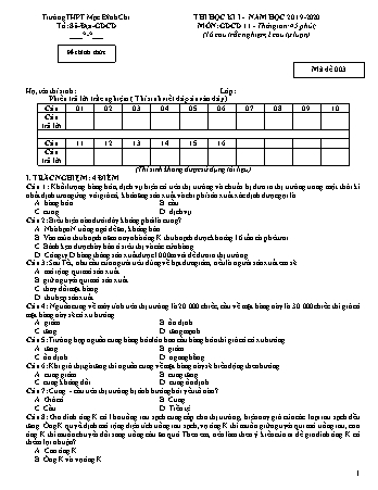 Đề thi học kì 1 môn Giáo dục công dân 11 - Đề 3 - Năm học 2019-2020 - Trường THPT Mạc Đĩnh Chi (Có đáp án + Ma trận)